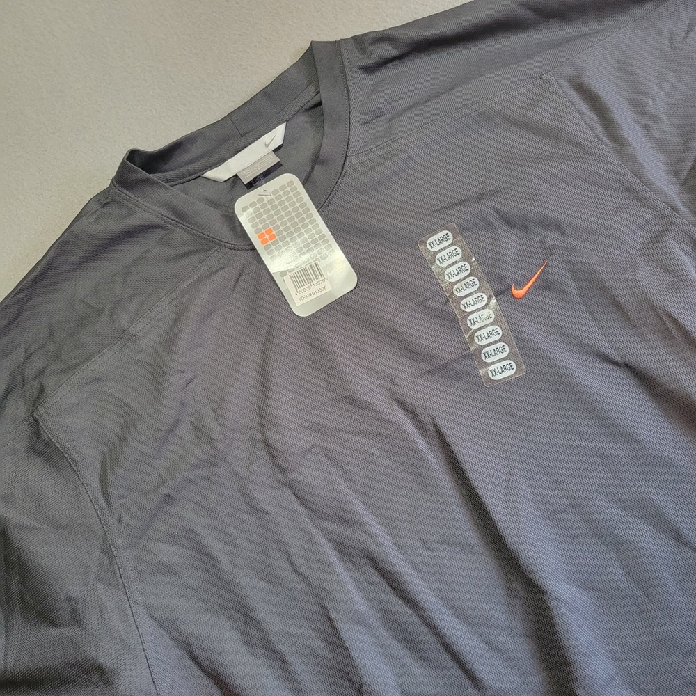Nike Mens XXL Dark Grey Orange Short Sleeve Training Shirt  Y2K Vintage